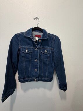 BCBG Dark Blue Cropped Denim Jacket - Women's.